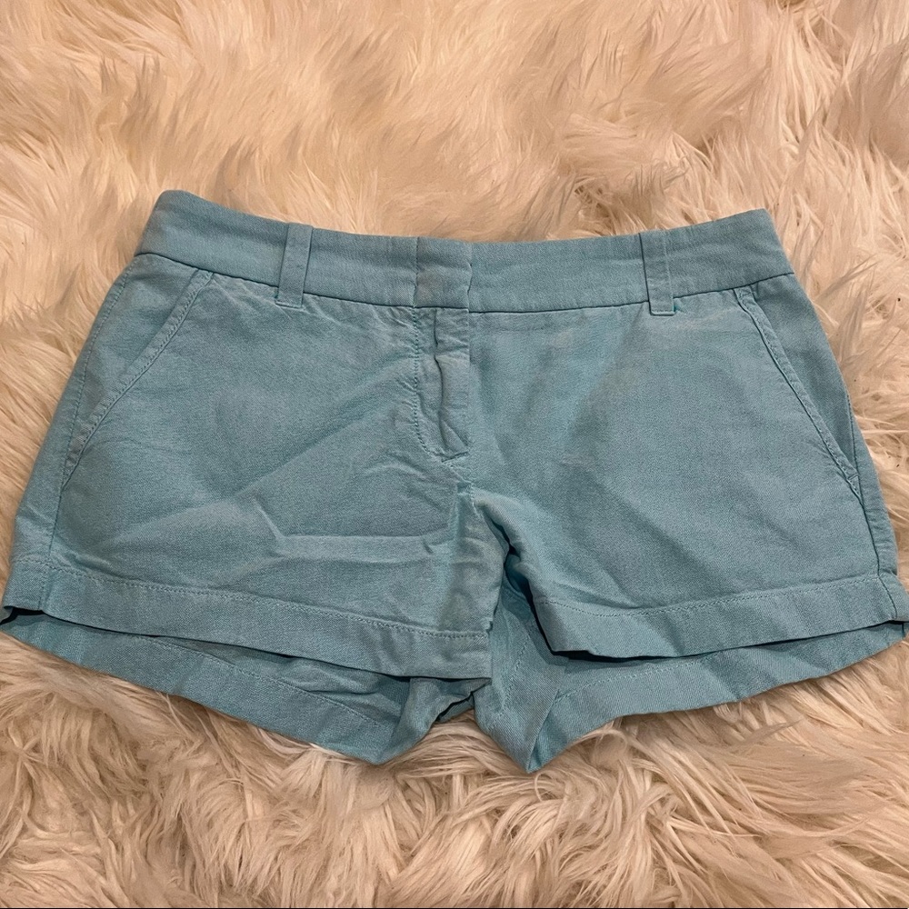 J. Crew Chino Shorts with Zip/Clasp in Bright Light Blue
